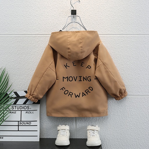 Toddler Boy/Girl Letter Print Reversible Hooded Trench Coat