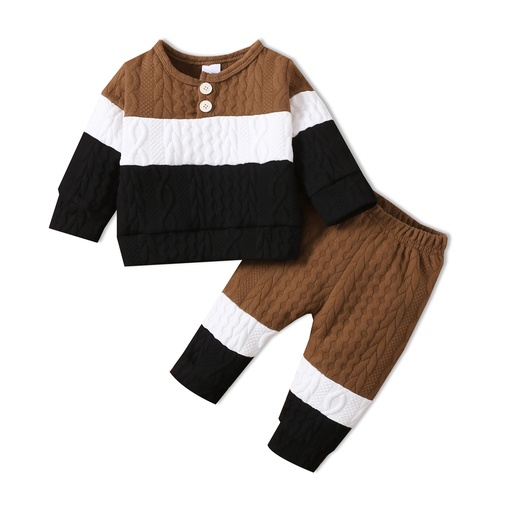 [WC7L-20165468] 2pcs Baby Color Block Long-sleeve Sweatshirt and Trousers Set