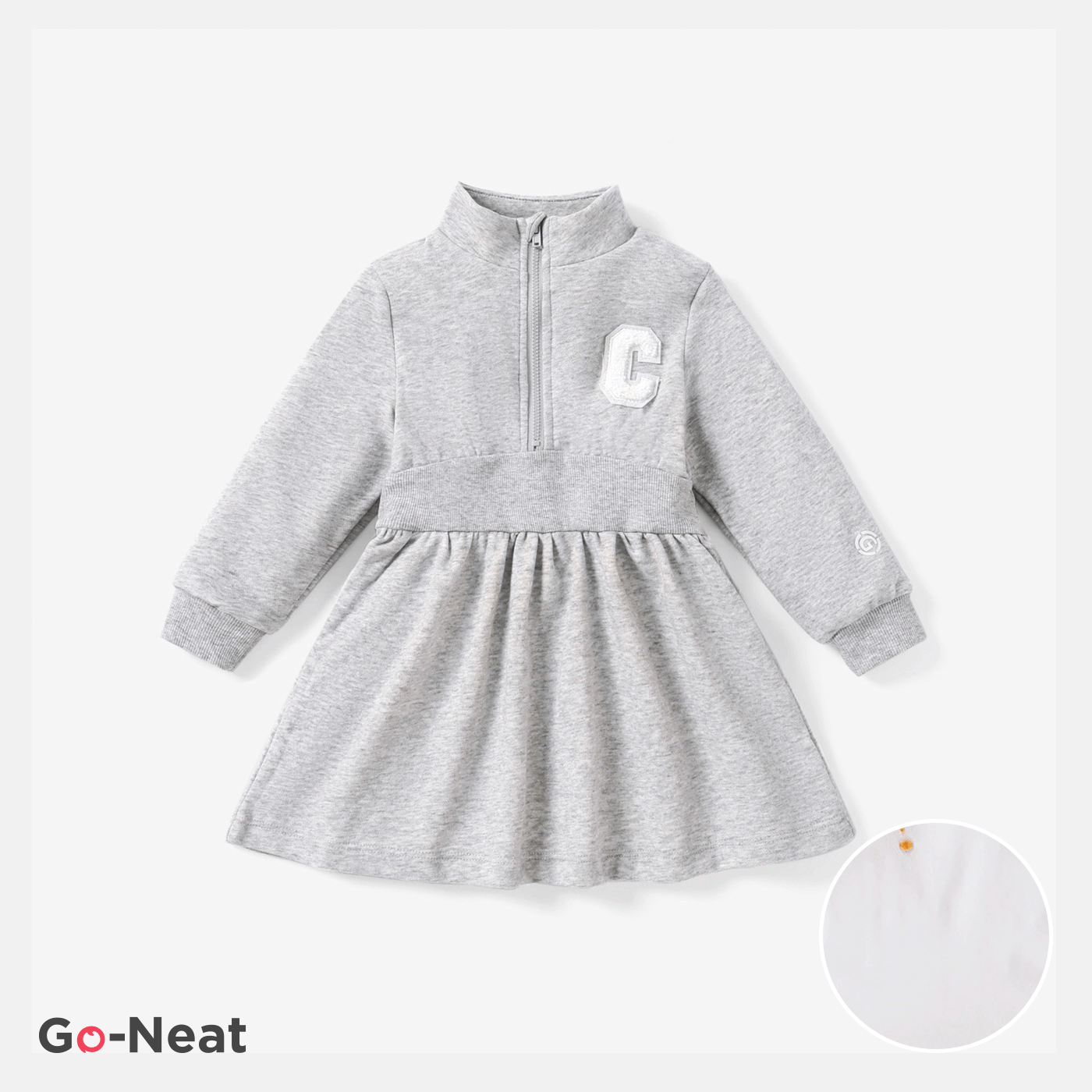 Go-Neat Toddler Girl Casual Solid Color Long Sleeve Dress