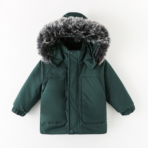 [WC7L-20465701] Toddler Boy/Girl Trendy Faux Fur Hooded Zipper Parka Coat