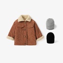 Toddler Girl/Boy Lapel Collar Button Design Fleece Lined Coat