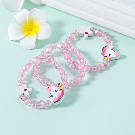 [WC7L-20341003] 3-pack Pineapple Unicorn Decor Beaded Bracelet for Girls