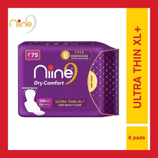 NIINE Dry Comfort Ultra Thin XL+ Sanitary Napkins for HEAVY FLOW (AC)