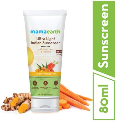 Mamaearth Ultra Light Indian Sunscreen SPF50 PA+++ 80ml