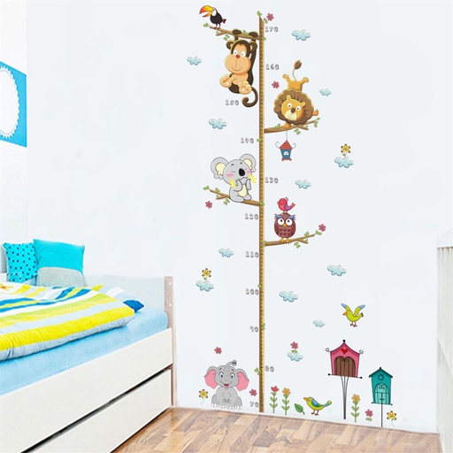 [SC8L1-20572973] Cartoon Animals Lion Monkey Owl Elephant Height Measure Wall Sticker for Kids Rooms Growth Wall Art