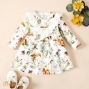 Baby Girl Allover Animal Print Long-sleeve Ruffle Trim Naia™ Dress 