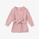 Toddler Girl Solid Color Ribbed Belted Open Front Cardigan Jacket