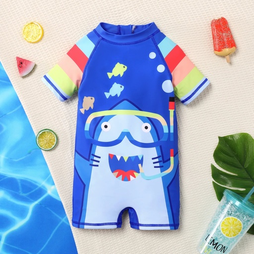 [SC8L1-20791452]  Toddler Boys Childlike Shark Stand Collar Swimsuit