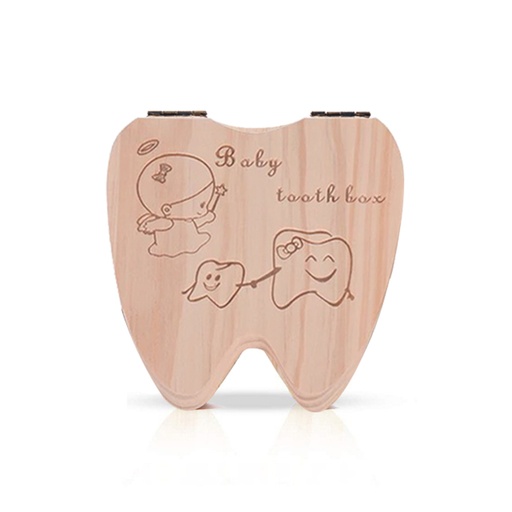 [SC8L1-20778501] Single Unit Colorful Wooden Baby Teeth Keepsake Box with Flip Lid for Hair, Teeth and Memories 