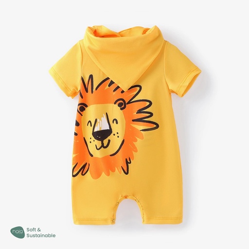 Baby Boy 2pcs Naia Lion Print Romper and Bib Set