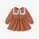 Baby Girls Solid Color Dress with Exquisite lace collar