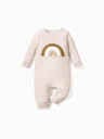 Baby Boy Rainbow Embroidered Long-sleeve Waffle Jumpsuit