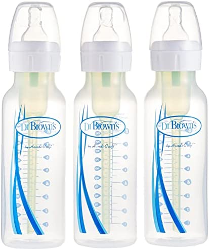 DR BROWN 8 oz / 250 ml PP Narrow-Neck Baby Bottle, 3-Pack