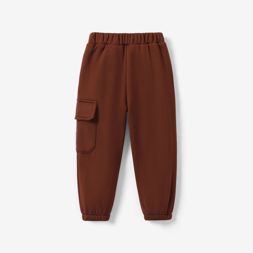 [SC8L2-20747796] Boy's Loose Casual Pants with Patch Pocket - 1pc, Polyester-Spandex Blend, Solid Color