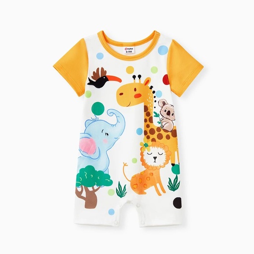 [SC8L2-20774050] Baby Girl/Boy Childlike Animal Kingdom Pattern Short Sleeve Romper