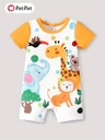 Baby Girl/Boy Childlike Animal Kingdom Pattern Short Sleeve Romper
