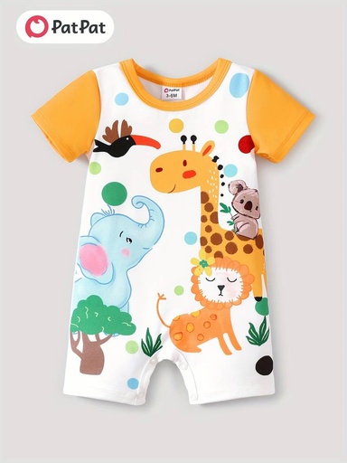 [SC8L2-20774052] Baby Girl/Boy Childlike Animal Kingdom Pattern Short Sleeve Romper