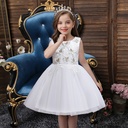 Kid Girl Floral Butterfly Embroidered Sleeveless Princess Party Mesh Dress