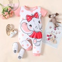 Baby Boy/Girl Cartoon Elephant Print Short-sleeve Jumpsuit