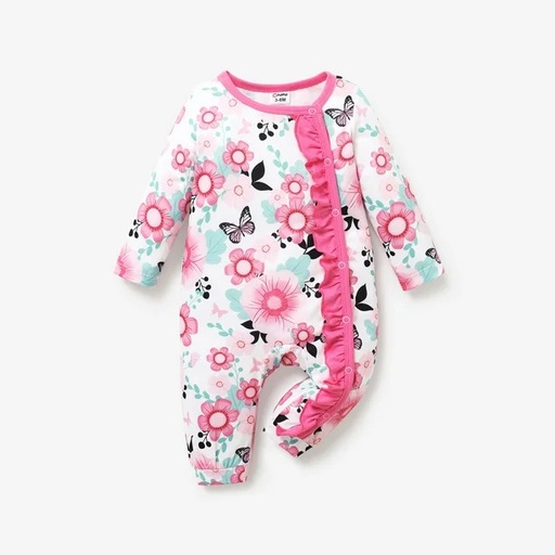 [SC8L2-20765409] Baby Girl Sweet Butterfly Pattern Ruffle Design Jumpsuit