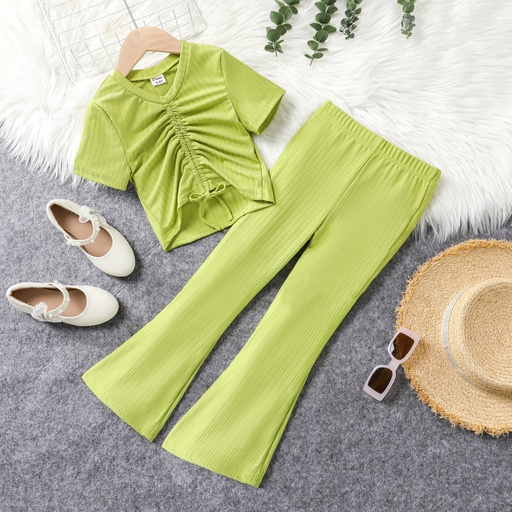 [SC8L2-20791970]  2pcs Kid Girl's Casual Solid Color T-short and Pants Set 
