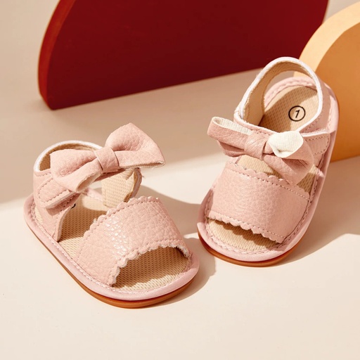[SC8L2-19914914] Baby / Toddler Solid Bowknot Velcro Closure Sandals
