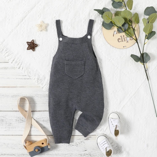 Baby Boy/Girl Solid Knitted Sleeveless Jumpsuit Overalls