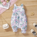 Baby Girl Allover Floral Print Bow Decor Strappy Jumpsuit