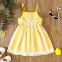 Toddler Girl Lemon Print Back Bow Cami Dress 