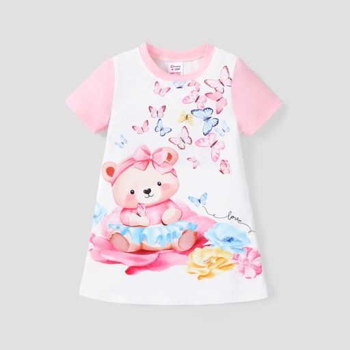 [SC8L4-20775679] Baby/Kids Girl Sweet Animal Pattern Short-sleeve Pajama Set 