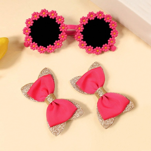 [SC8L4-20794213] Toddler/kids Bow hairpin and flower glasses set