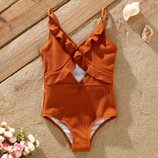 Sweet Girl One-Piece Swimwear Polyester Spandex Solid Color