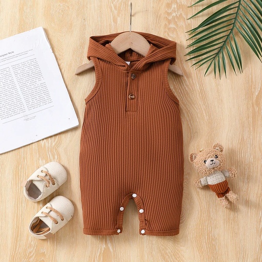 [SC8L4-20789860] Baby Girl Casual Solid Color Hooded Jumpsuit  