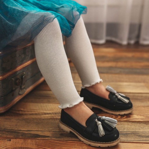 [SC8L4-19650047] Baby / Toddler Girl Solid Knitted Ruffled Leggings