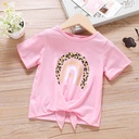 Toddler Girl Rainbow Print Tie Knot Short-sleeve Tee