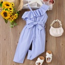 Toddler Girl Sweet Stripe Belted Ruffled Slip Jumpsuit