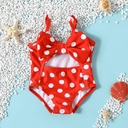 Baby Girl Allover Polka Dot Print Cut Out One-Piece Swimsuit