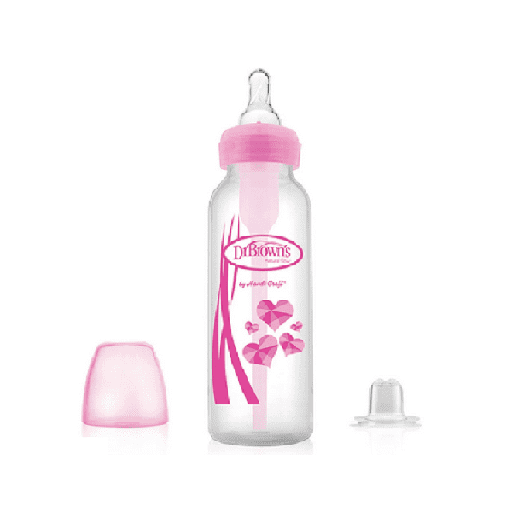 DR BROWN 8 oz / 250 ml PP Narrow-Neck "Options" Transition Bottle w/ Sippy Spout - Pink, 1-Pack